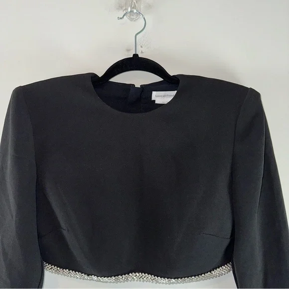 Lovers and Friends x Rachel Cosette Rhinestone Trimmed Black Crop Top Size S - Picture 3 of 12